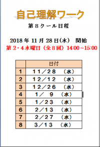 自己理解ワーク第8クール日程